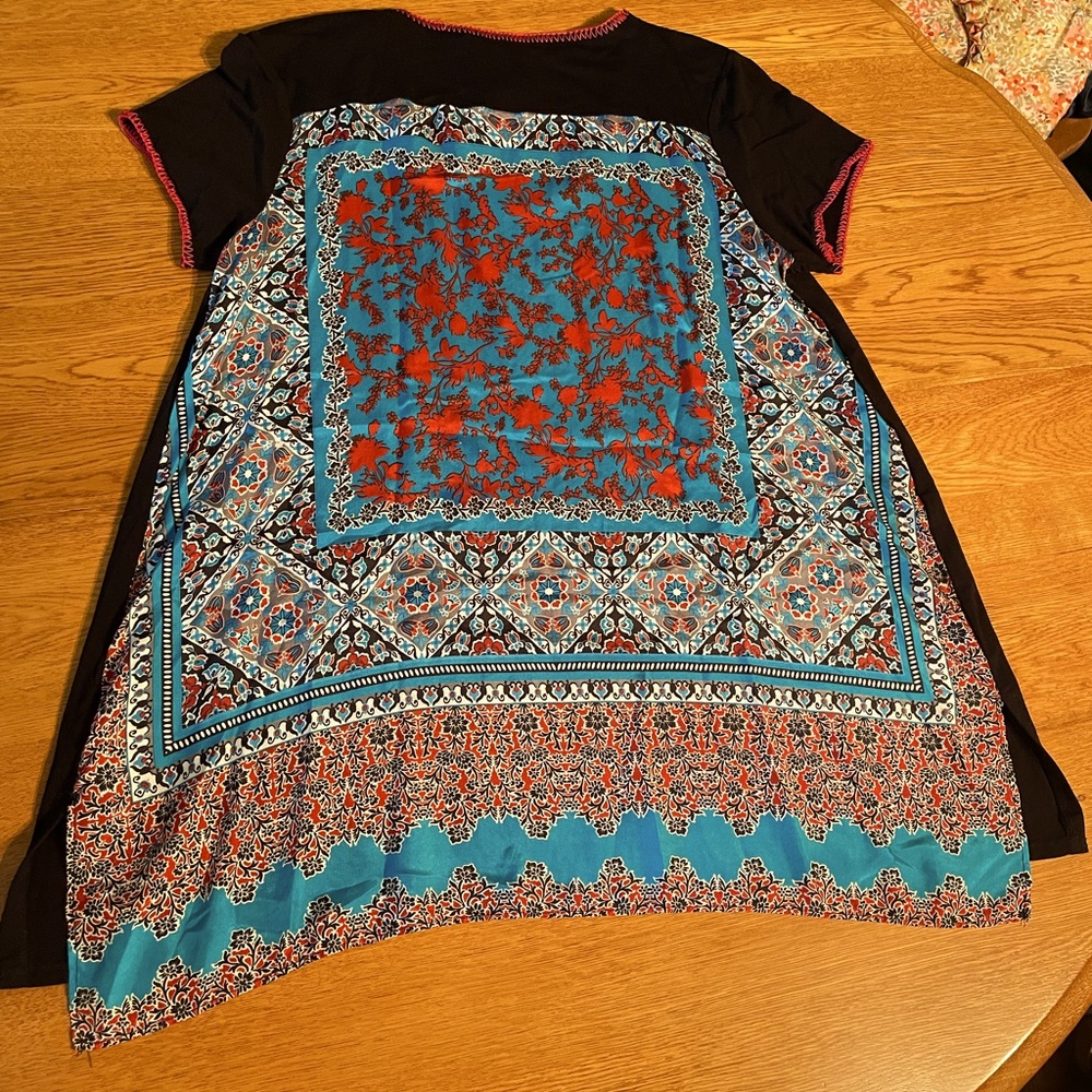 Multi Color Silk Scarf Back Shirt